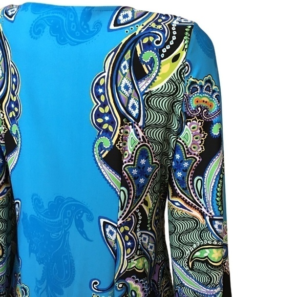 SUNNY Leigh Jersey Dress Colourful Paisley Gorgeous with Broach - Picture 9 of 13